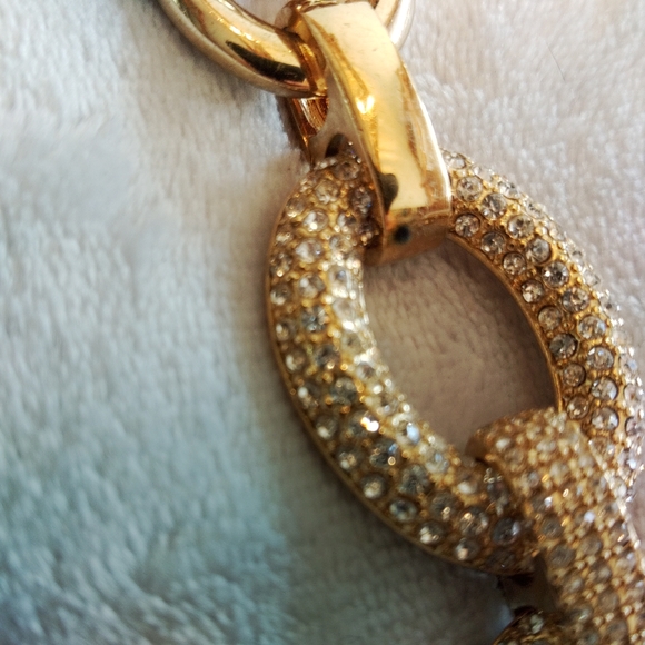 Gold and Rhinestone Chunky Chain Necklace - Picture 6 of 7